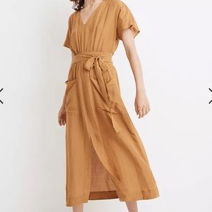 Madewell Linen-Blend Tie-Waist Midi Dress